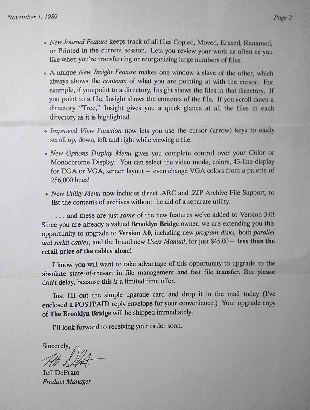 1987 The Brooklyn Bridge, by White Crane  Systems - 2 brochures, press release.