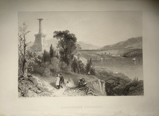 1860 Kosciusko's Monument - By Walha after W H Bartlett - Original print