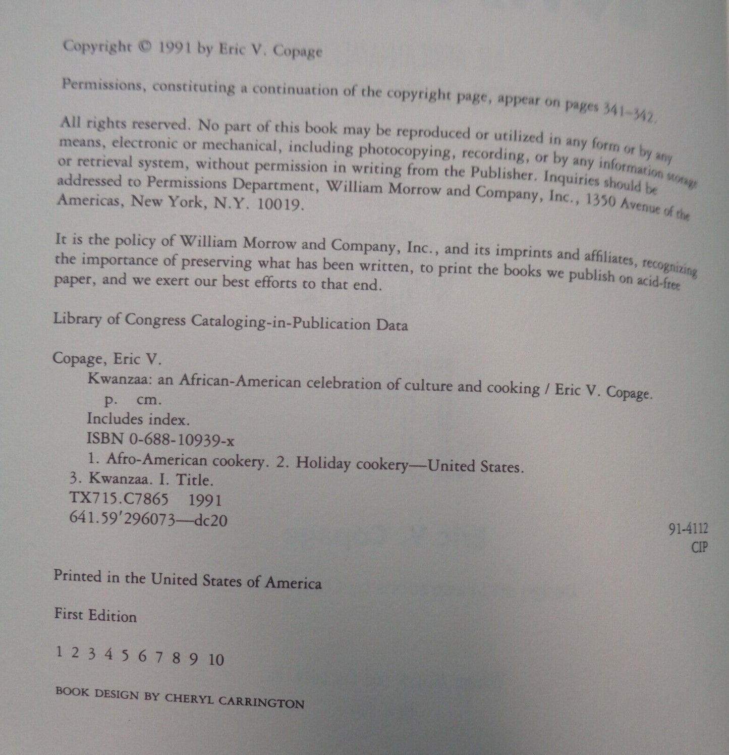 KWANZAA - AN AFRICAN-AMERICAN CELEBRATION OF CULTURE & COOKING - SIGNED 1ST ED