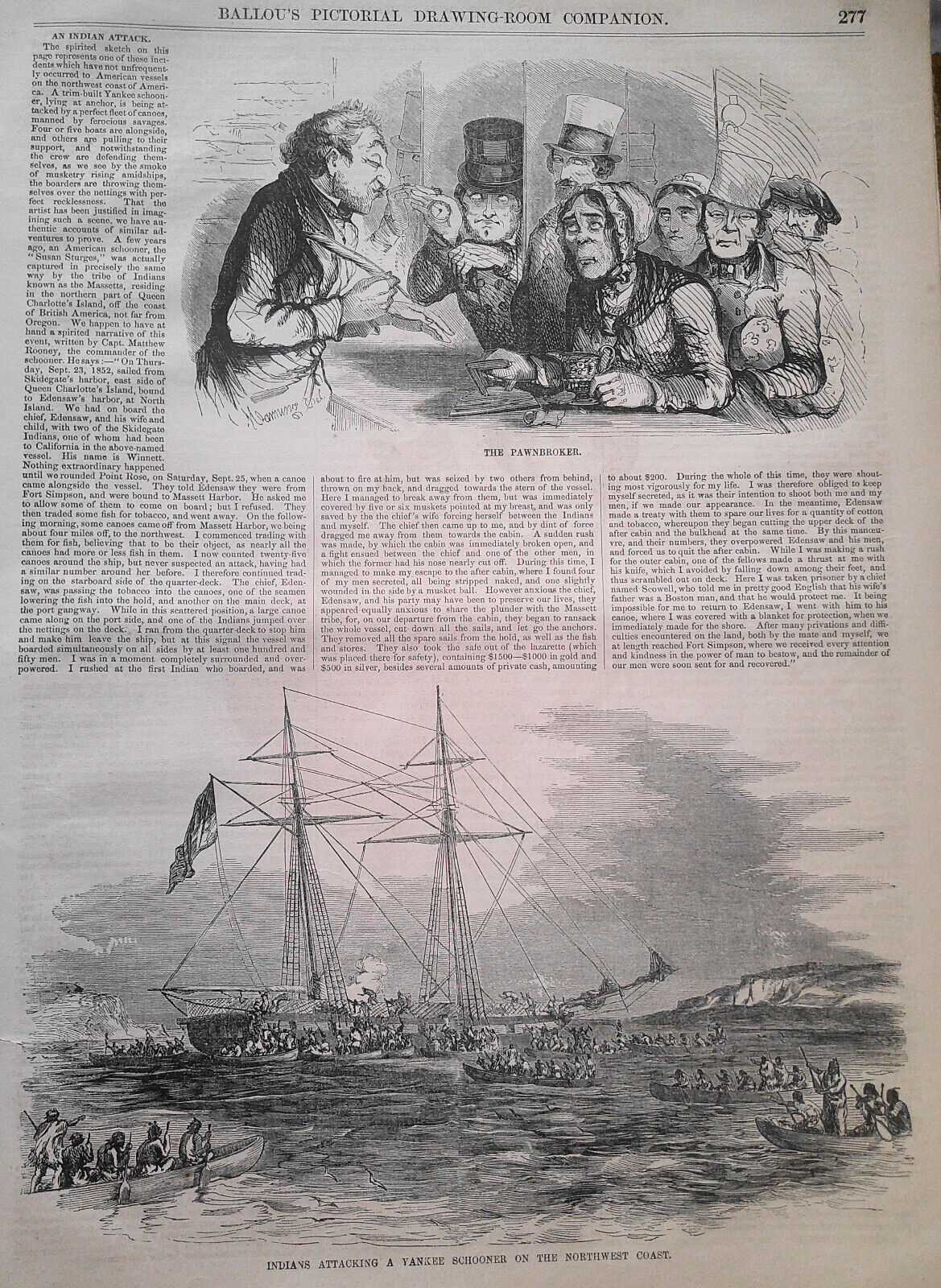 Ballou's Pictorial May 2, 1857. Digger Indians of CA; Oriskany & King's Mountain