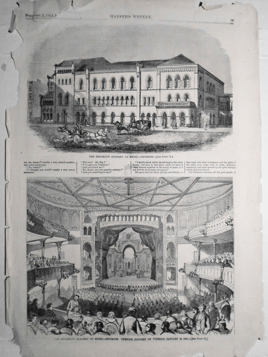 The Brooklyn Academy Of Music Opening - February 2, 1861 Harper's Weekly