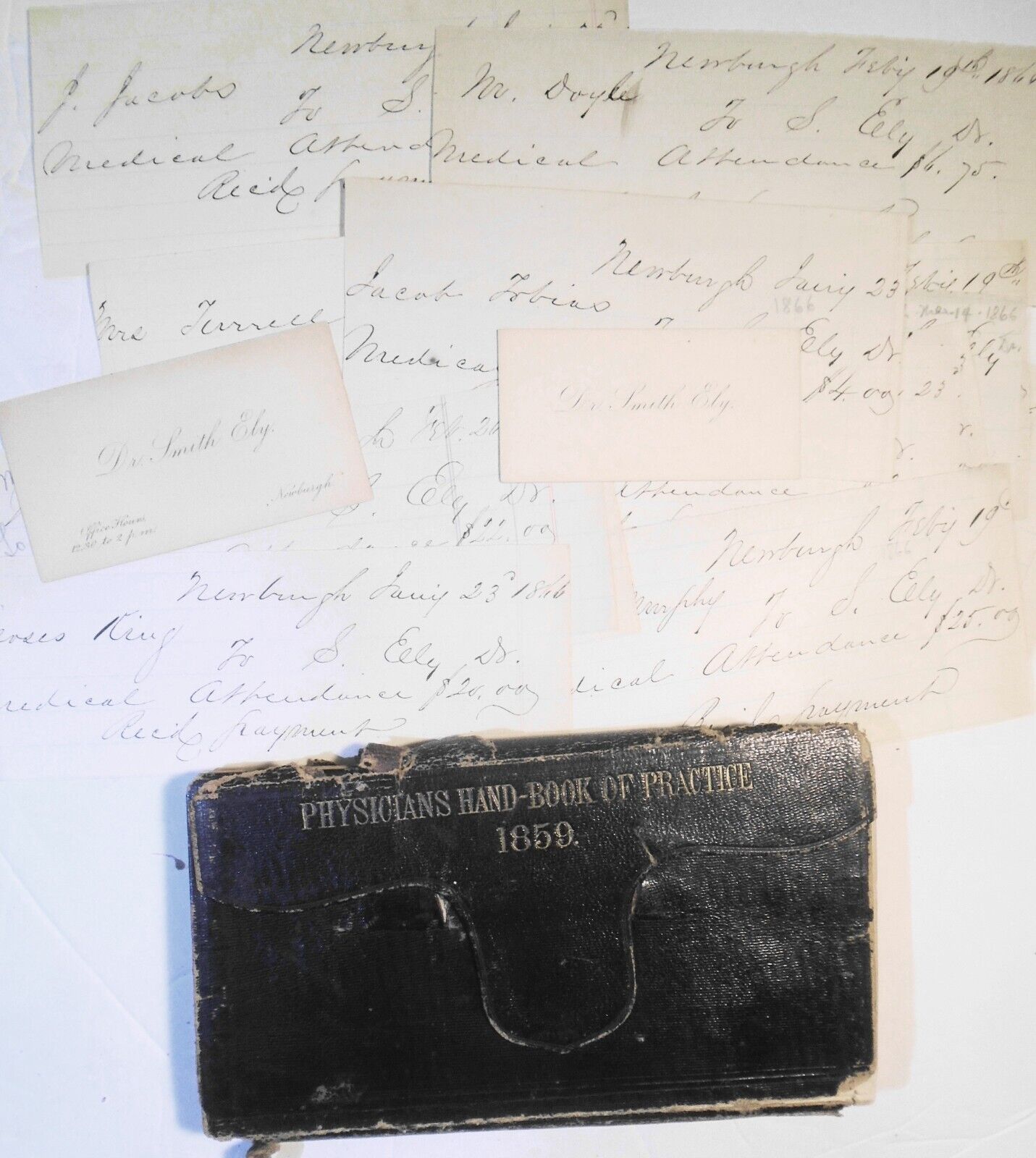 Physician's Hand-Book of Practice 1859 of Dr Smith Ely, Newburgh 1860-66 records