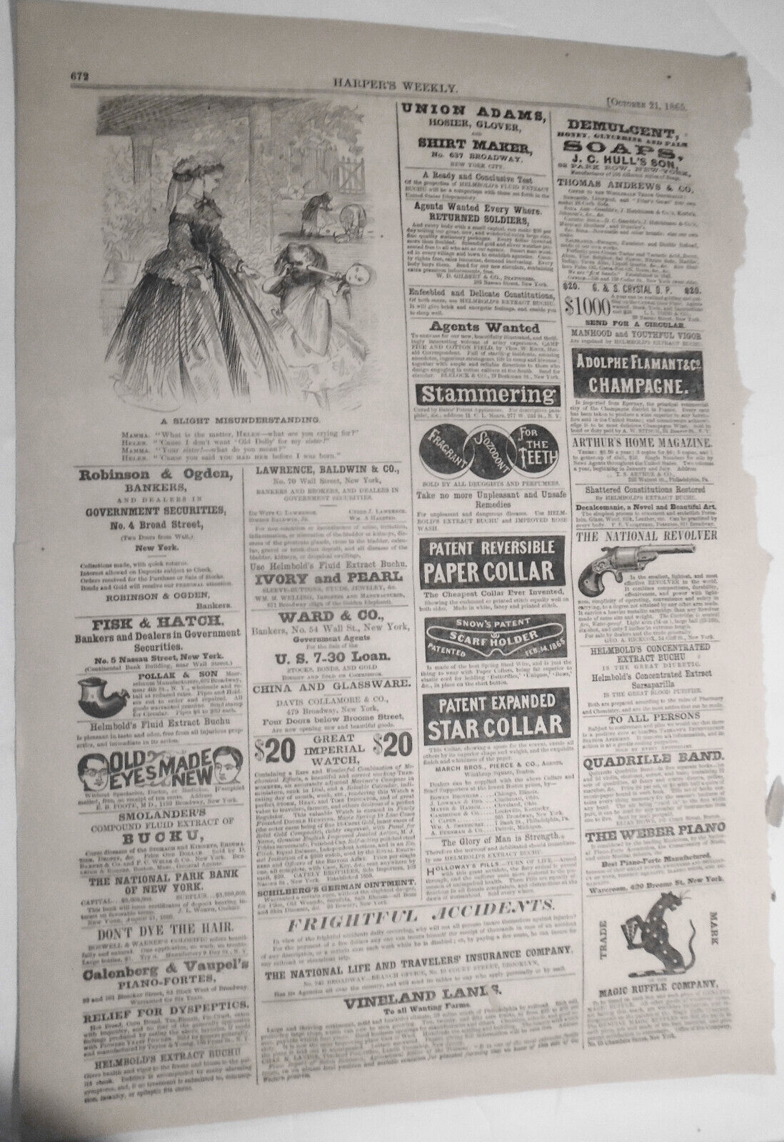 A Slight Misunderstanding, original cartoon in Harper's Weekly October 21, 1865