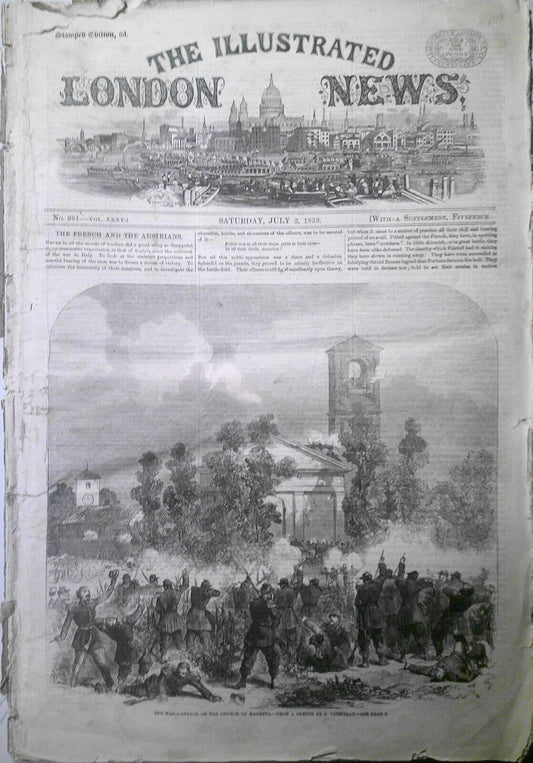 Illustrated London News, July 2, 1859. Battle of Magenta; Great Floating Derrick
