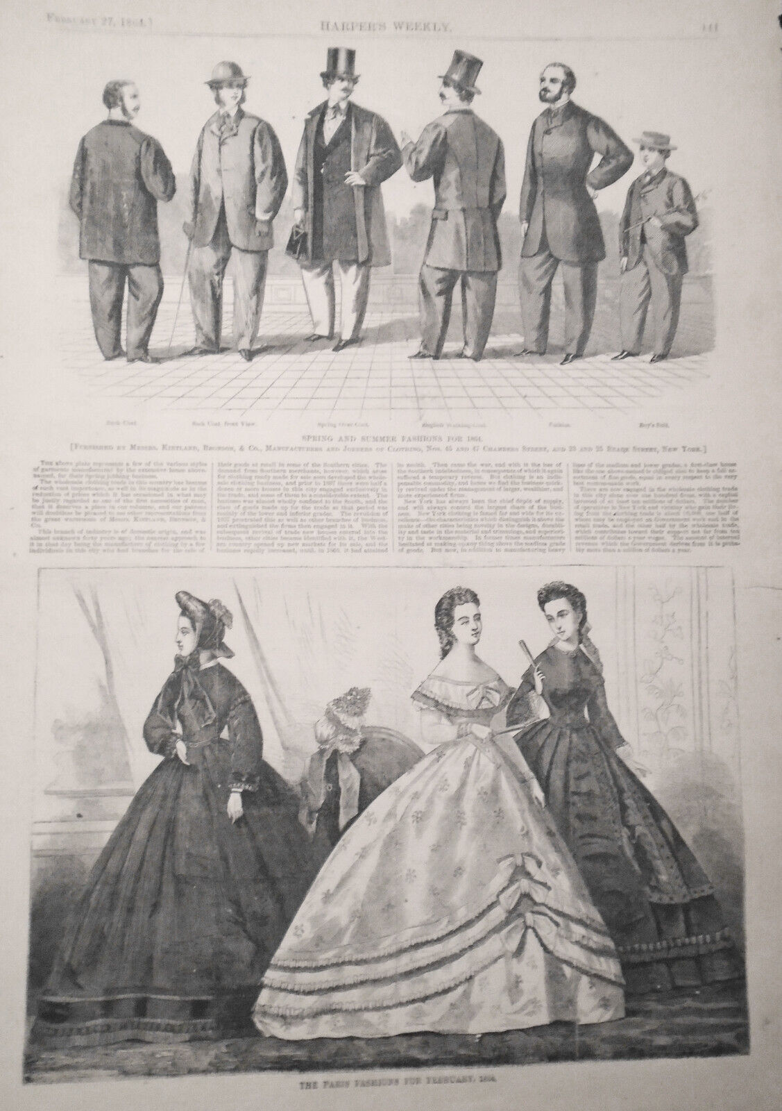 Harper's Weekly February 27, 1864. Original Issue. Civil War, Colt's Armory etc