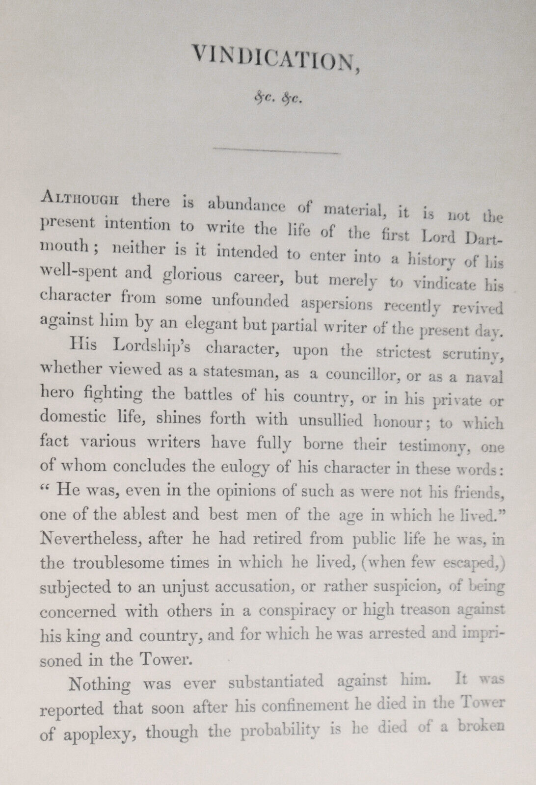 1856 Vindication of George, first Lord Dartmouth, from charge of high treason