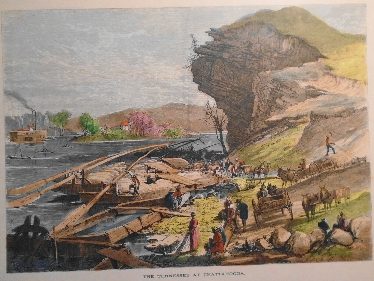 The Tennessee at Chattanooga - Hand-colored - Picturesque America 1872
