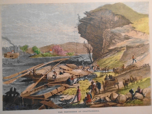 The Tennessee at Chattanooga - Hand-colored - Picturesque America 1872