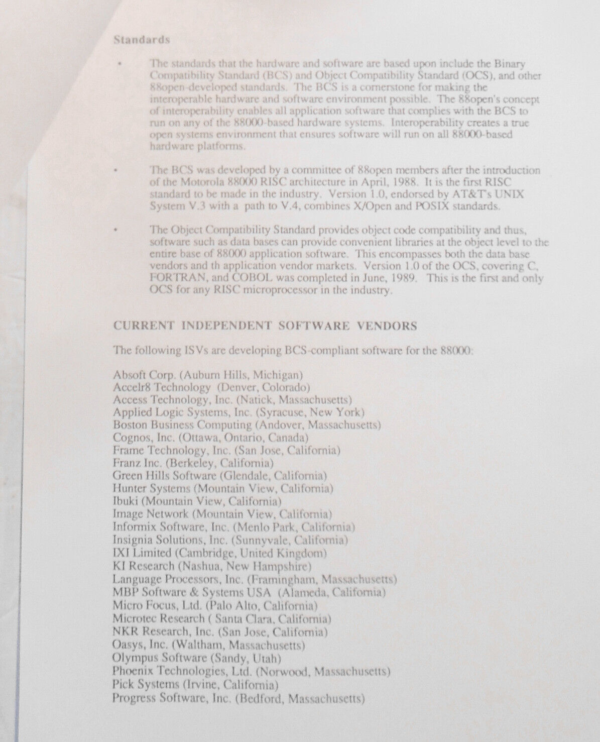 88open Consortium Membership Application, 1989. [Motorola 88000 RISC computers]
