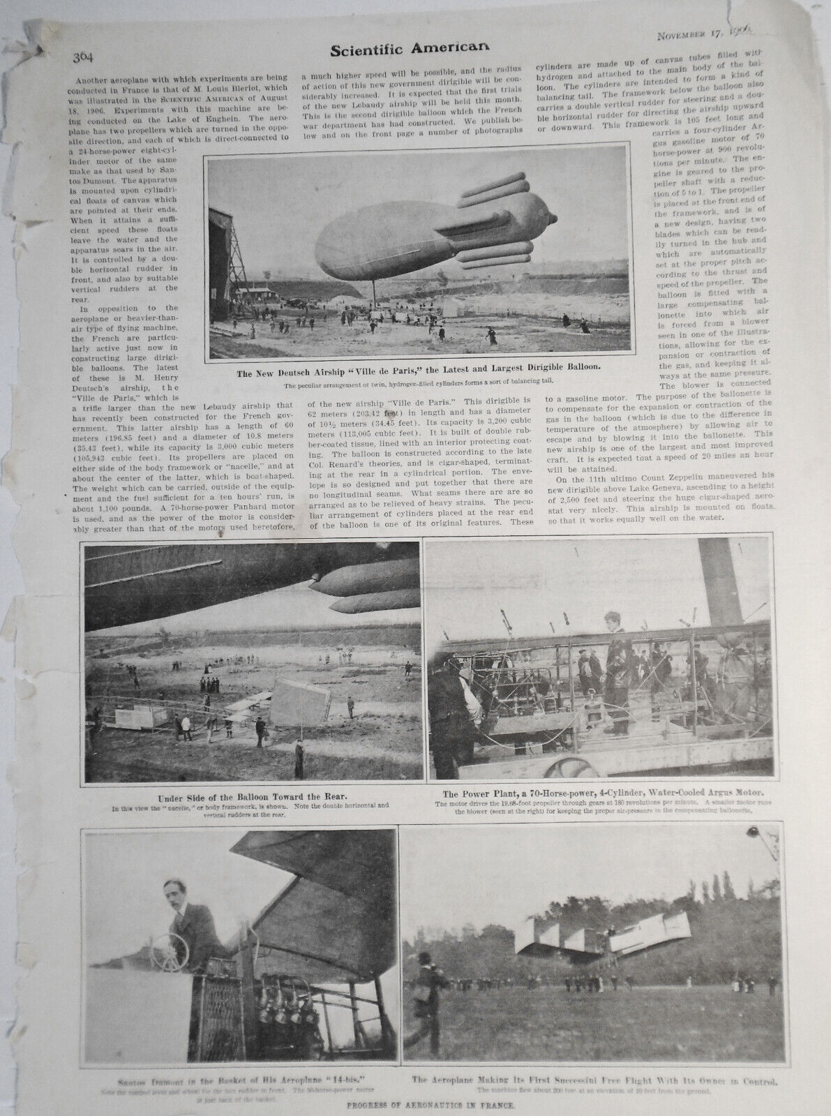 Progress Of Aeronautics In France - Scientific American, November 17, 1906