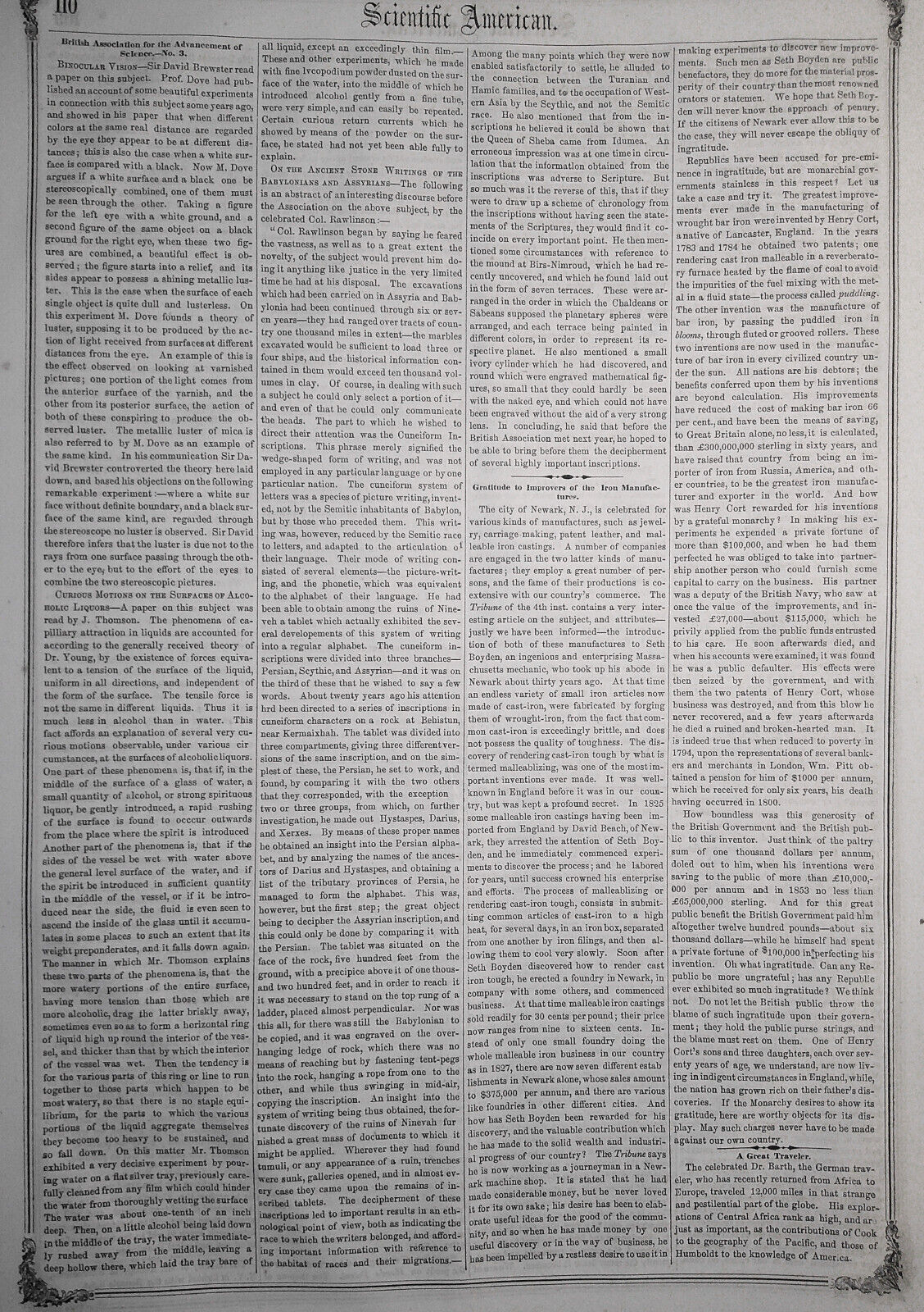 Scientific American, December 15, 1855. Drilling and Boring Machine, etc