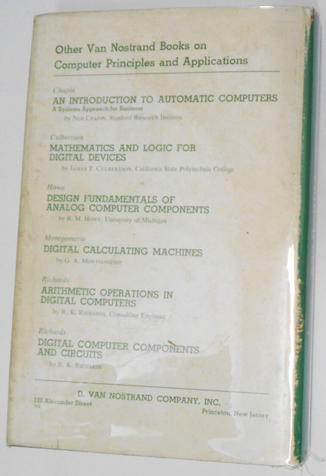 Digital Computer Principles, by Wayne C Irwin. 1961 Hardcover/DJ