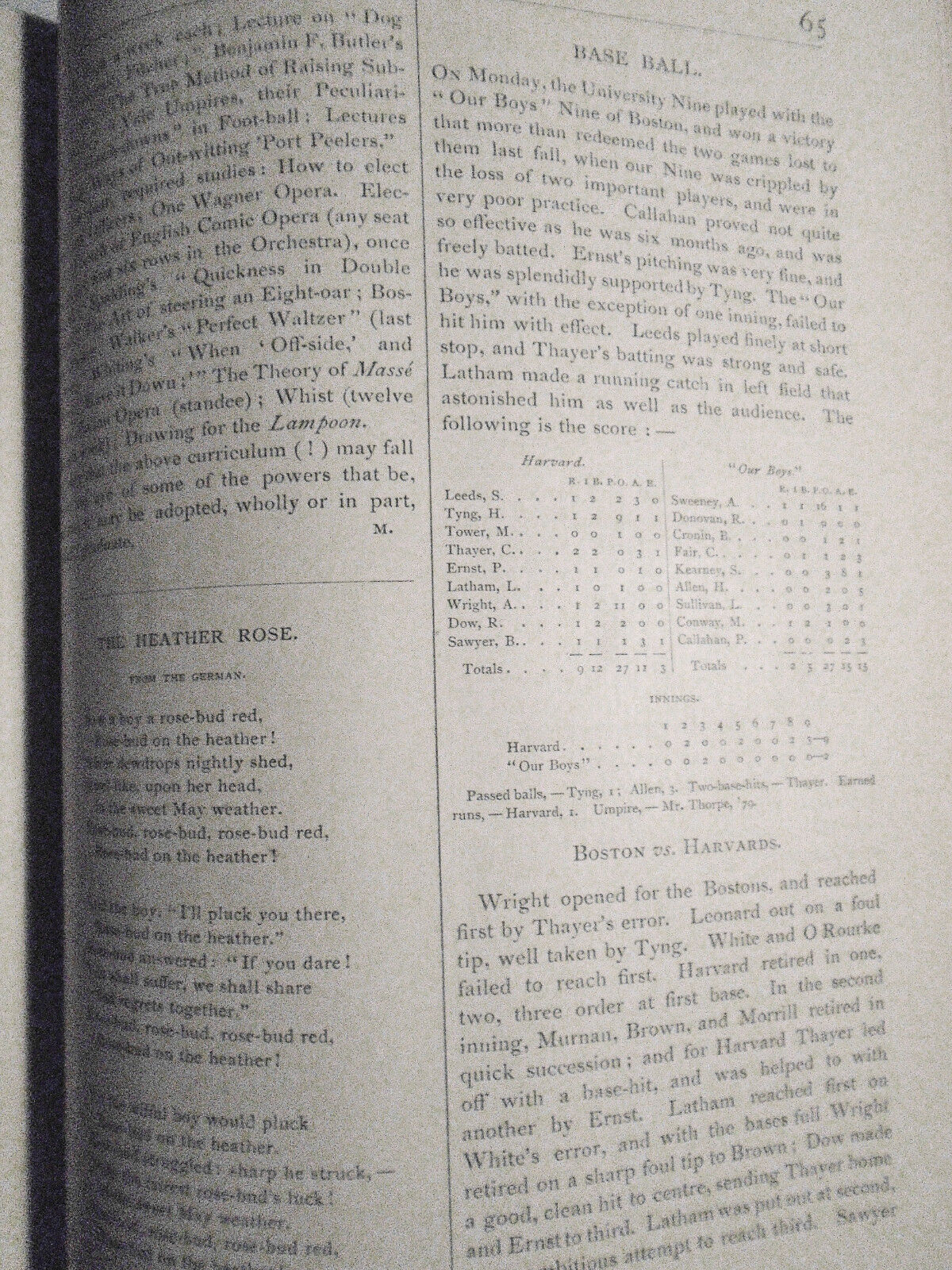 The Harvard Advocate: Vol. 22 & 23 - Sept 28, 1876 to June 22, 1877.  Sports etc