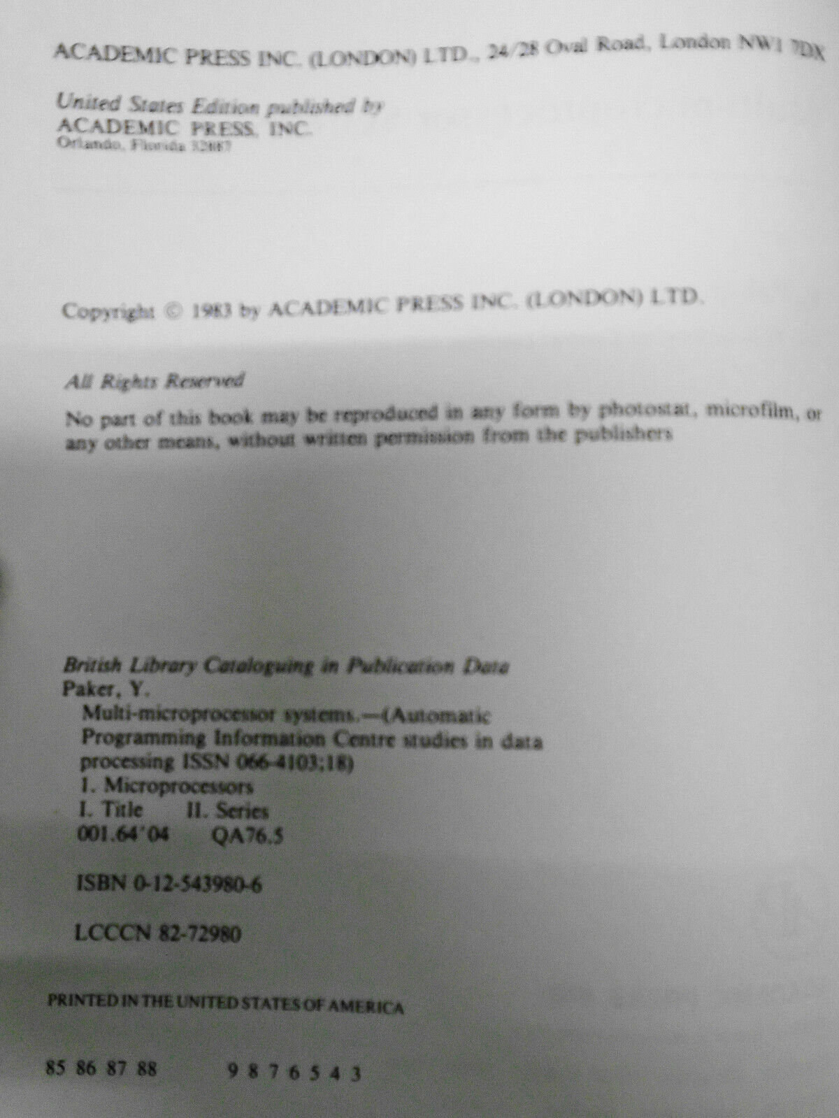 Multi-Microprocessor Systems (Apic Studies in Data Processing) -Yakup Paker 1983