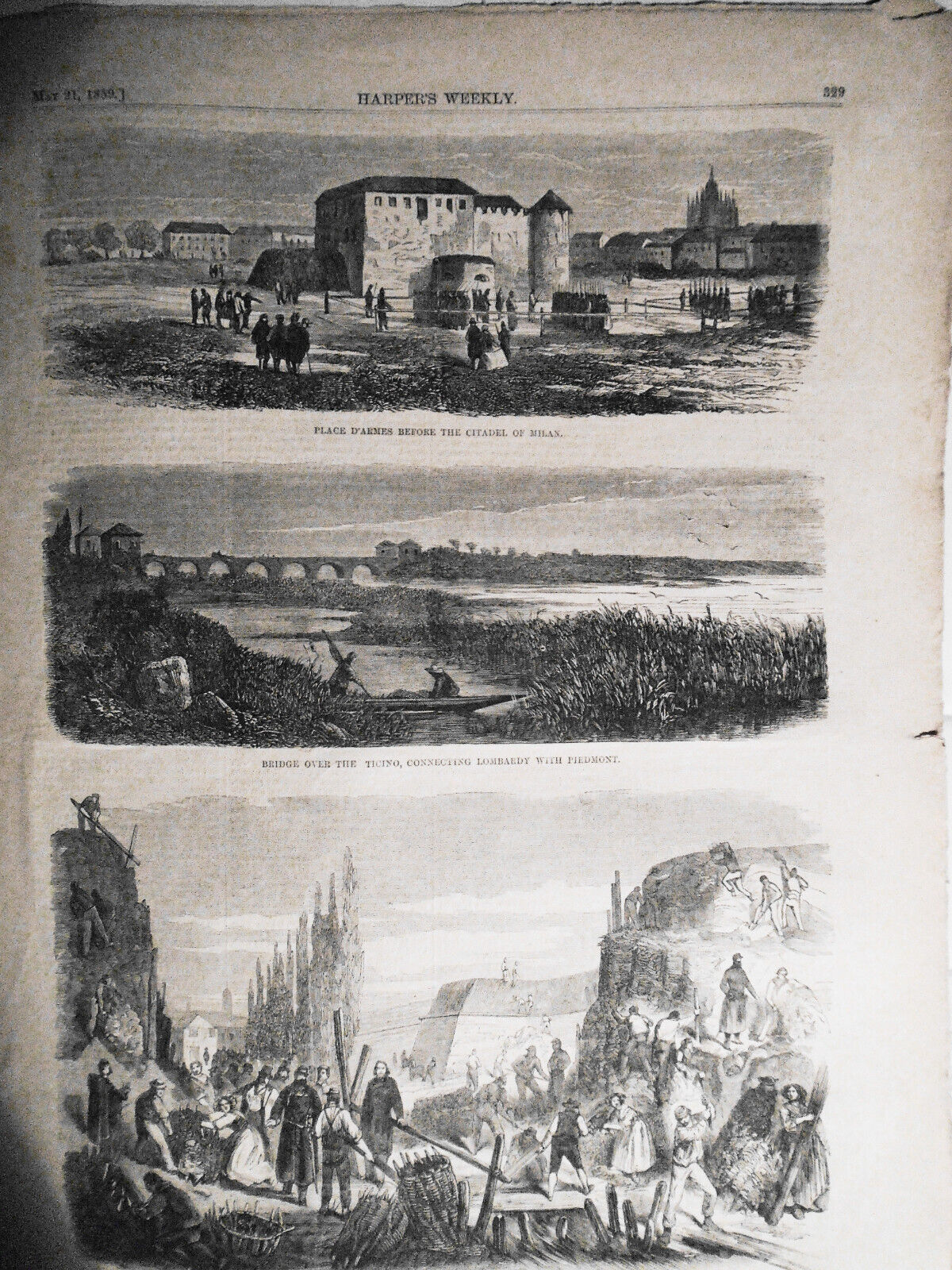 Harper's Weekly May 21, 1859 Crisis In Italy; Dickens; Sardinian Fortifications