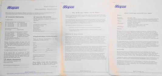 88open Consortium Membership Application, 1989. [Motorola 88000 RISC computers]
