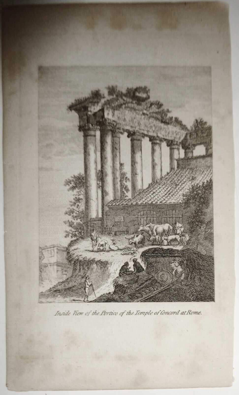 1786 Inside View of the Portico of Temple Concord at Rome - Artist's Repository