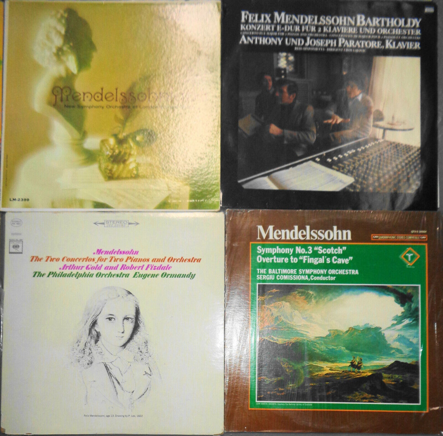 16 Mendelssohn LPs - Midsummer Night's Dream, Fine Arts Quartet, Menuhin, Raskin