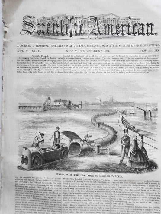 Scientific American, October 5, 1861 - New mode of sending parcels; war etc