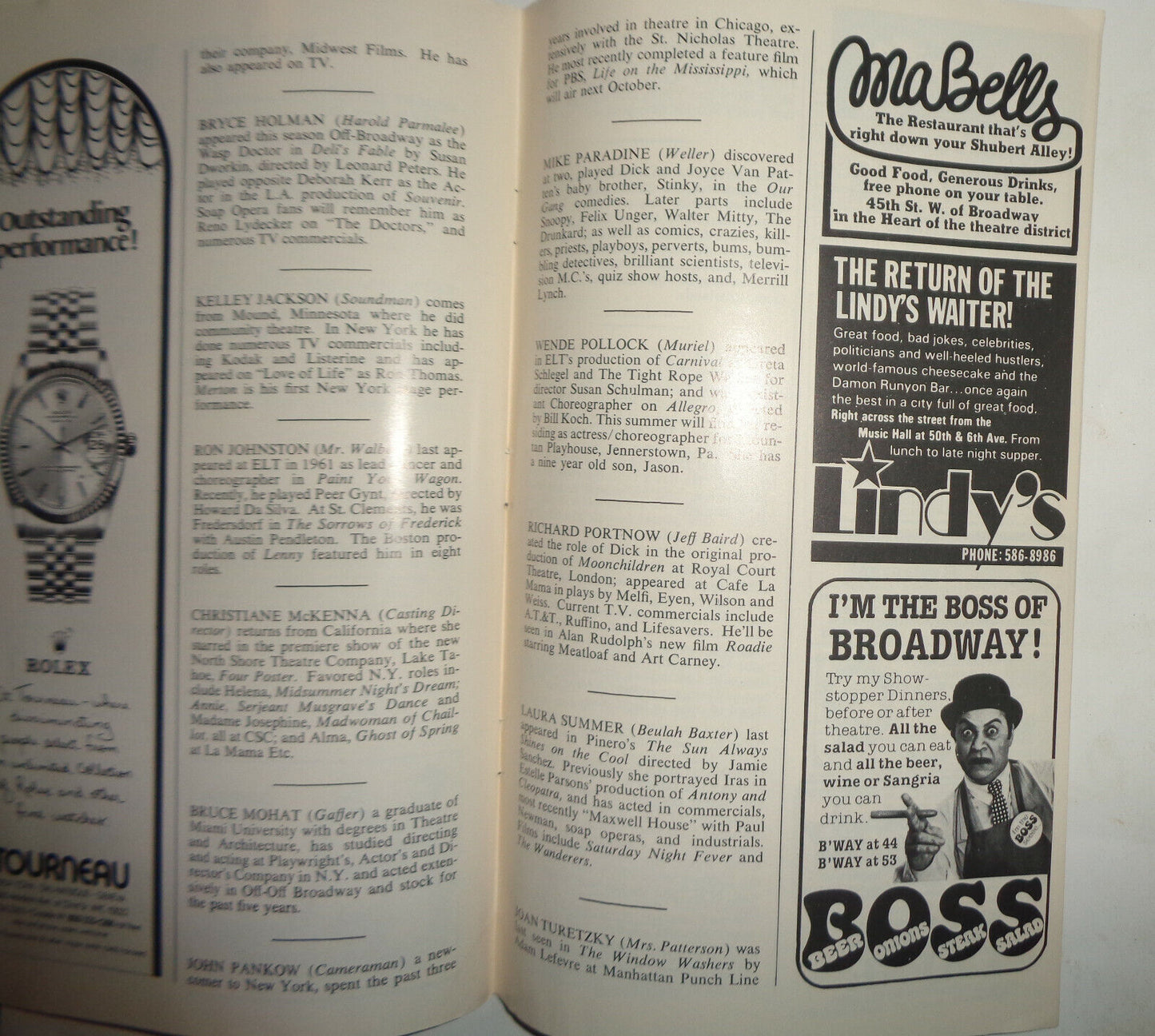 MERTON OF THE MOVIES - SHOWBILL - APRIL 1980 Equity Library Theatre