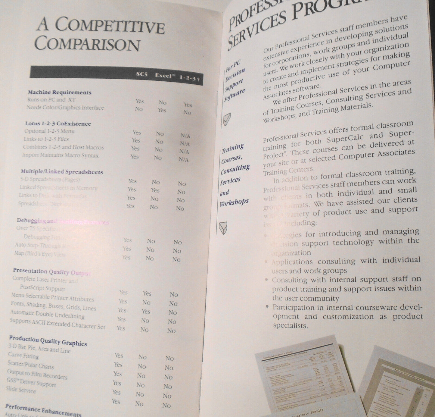 SuperCalc 5, by Computer Associates - Promotional brochure, 1989.