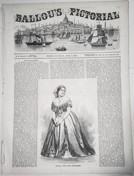 Ballou's Pictorial April 4, 1857 - Sargent's "Arctic Adventure"; Female College