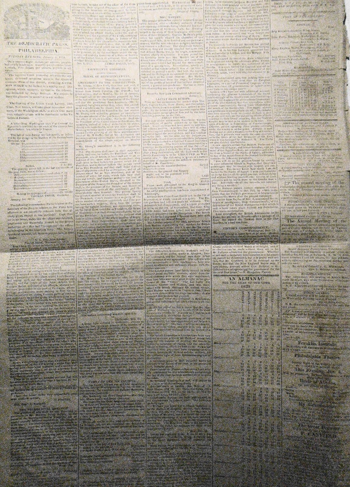 The Democratic Press, Philadelphia, January 4, 1825