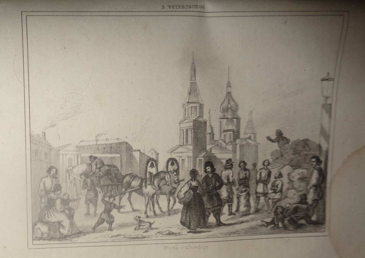 1840 S. Petersburgo - Musek d'alhondiga - original engraving