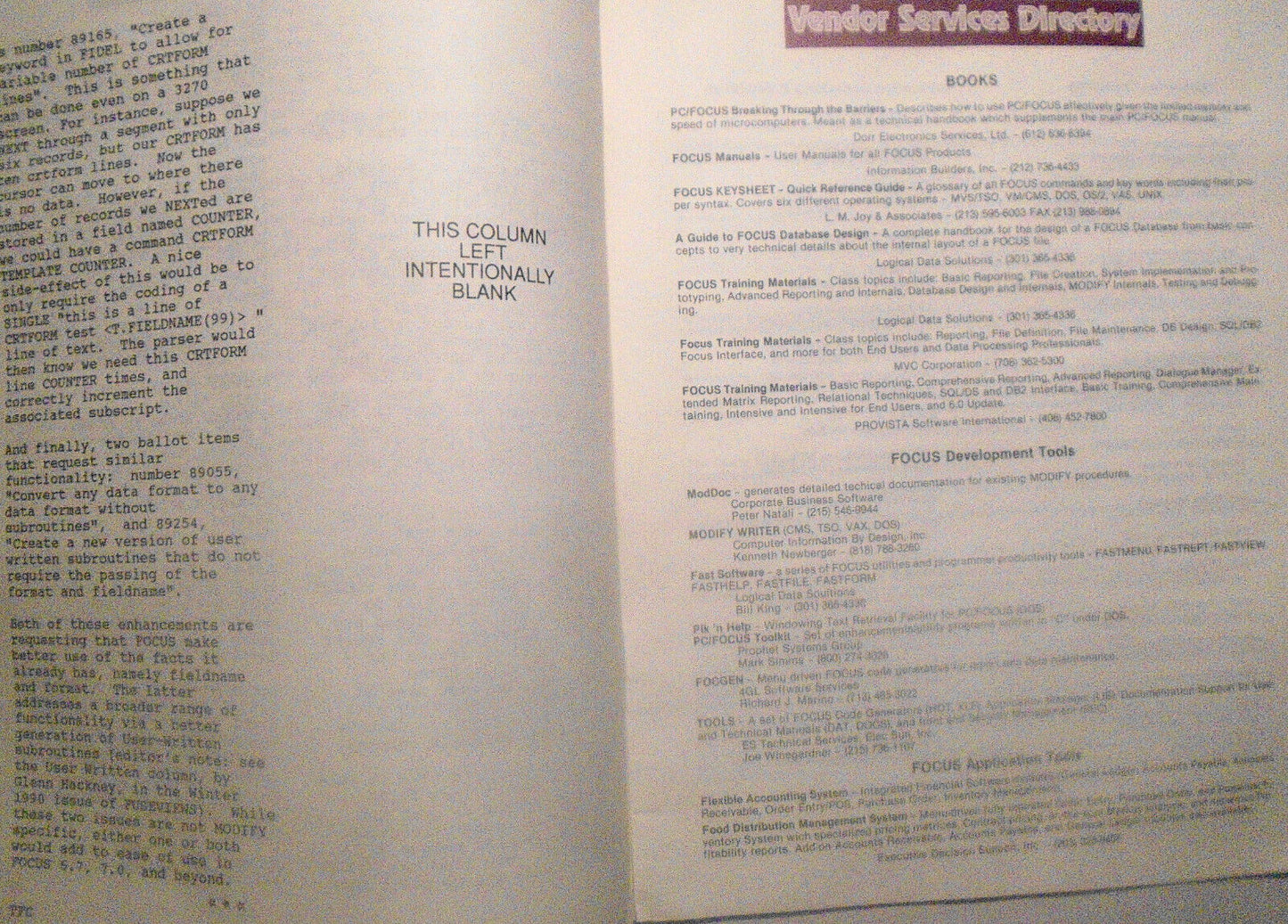 Fuseviews, Summer 1990. Focus Users Group publication by Fuse Inc.