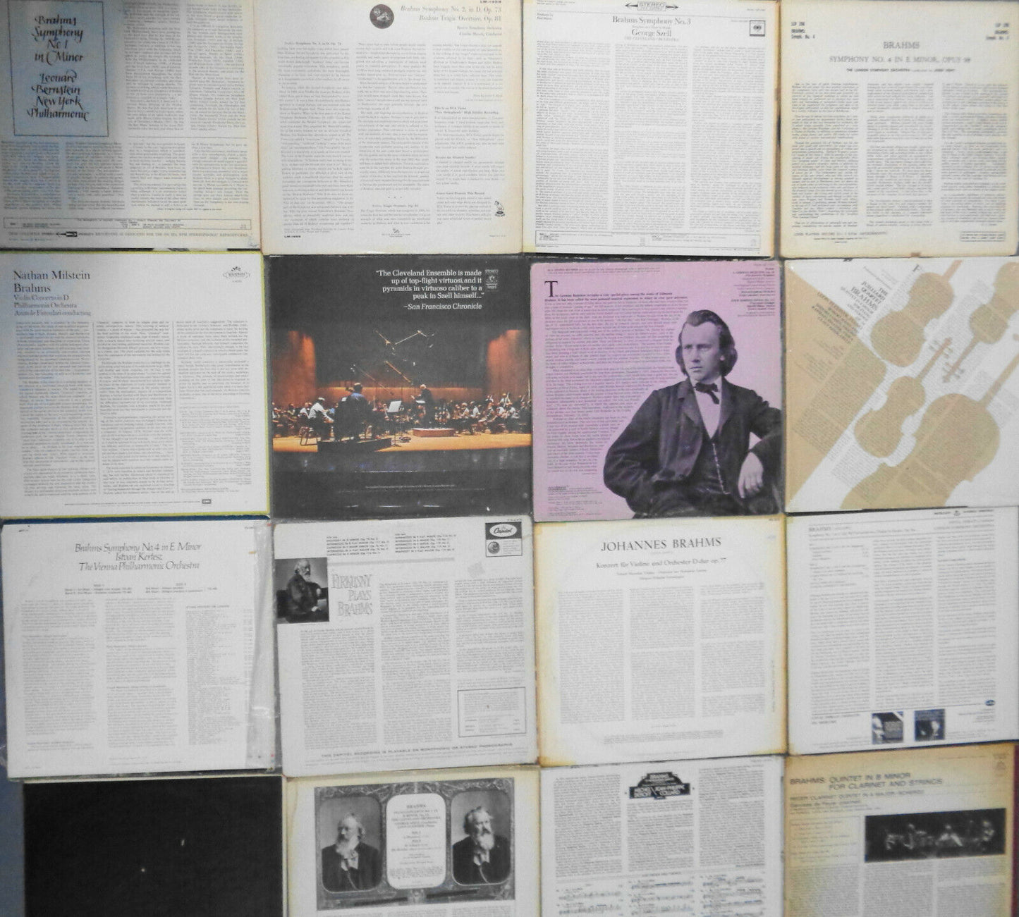 16 Brahms  LPs: Bernstein, Milstein, Munch, Szell, Klemperer, Dorati Furtwangler