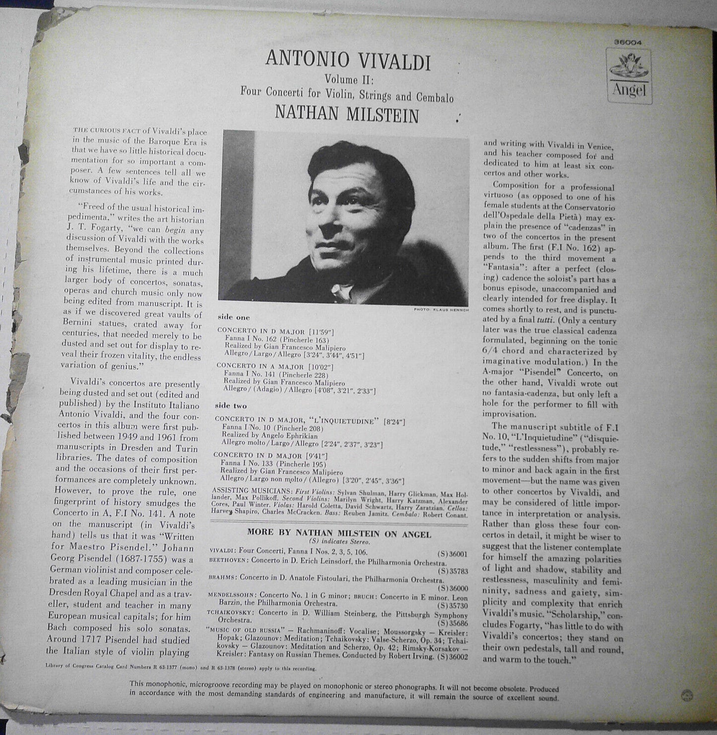 4 violin & cello vinyl LPs lot : Milstein, Szigeti, Meunier, de Sarasate, et al