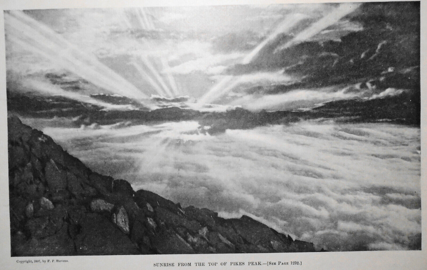 Sunrise From The Top Of Pikes Peak / Review of College Football - Harper's 1890s