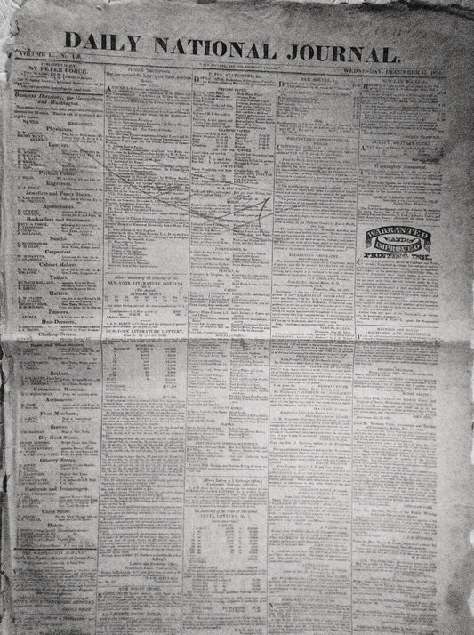DAILY NATIONAL JOURNAL December 15, 1824 - from NY Gov DeWitt Clinton collection