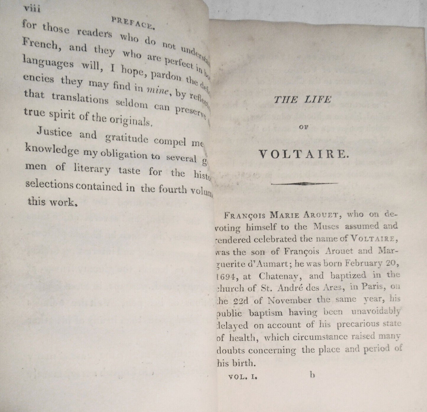 [Voltaire] Voltairiana, by Mary Julia Young - 4 Volumes, 1805 first edition