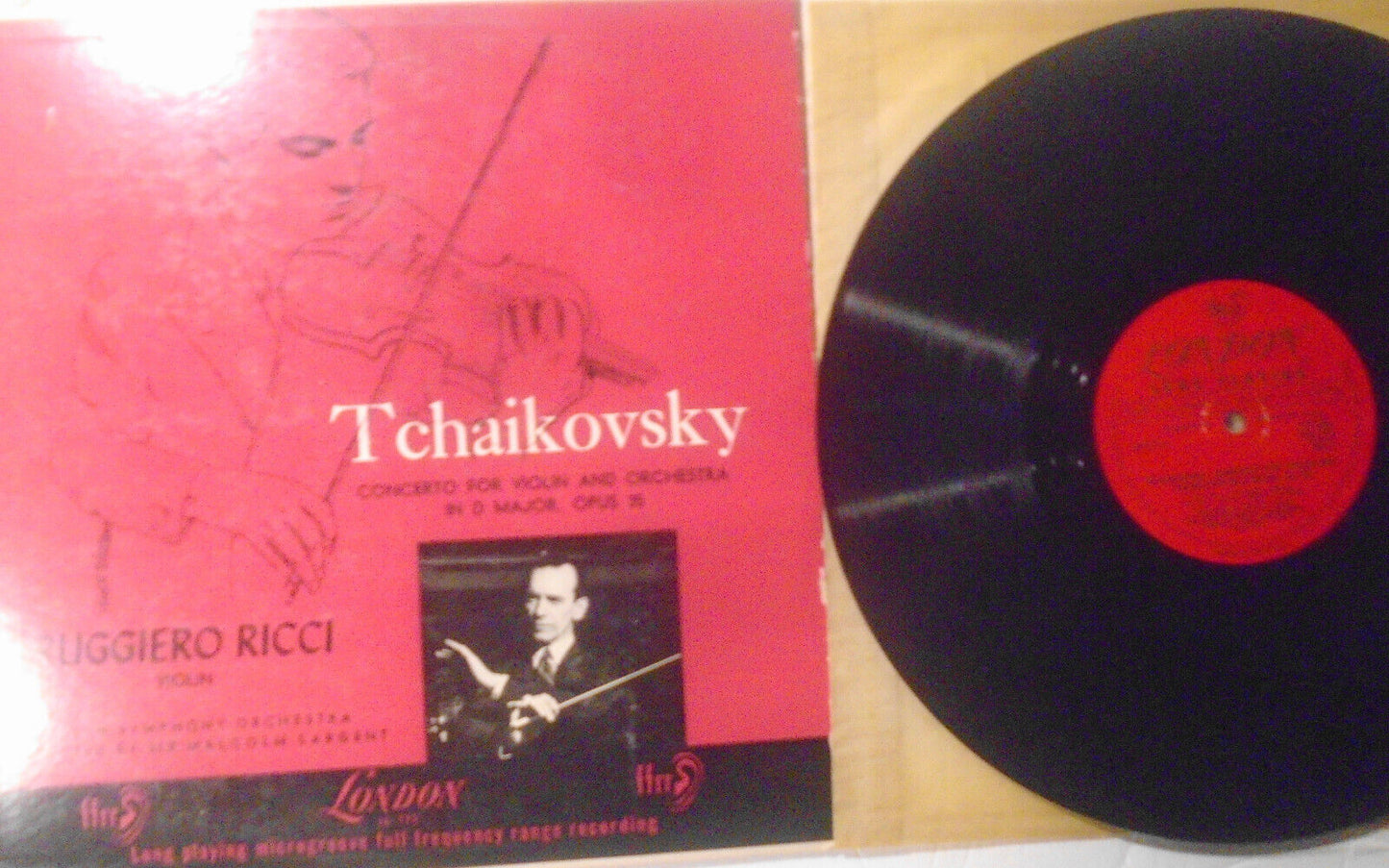 Ruggiero Ricci, violin : 2 vinyl LPs lot : Tchaikovsky, Beethoven