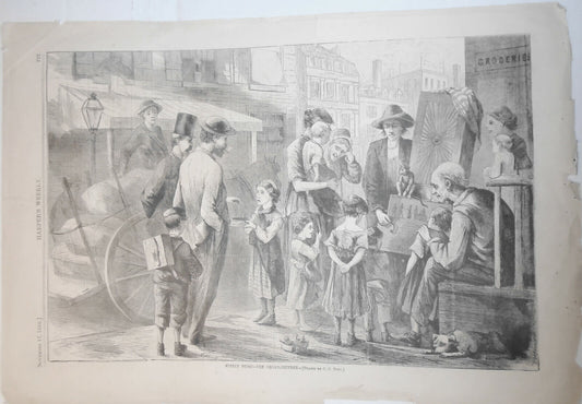 Street Music - The Organ Grinder. (Drawn By C. G. Bush) - Harper's Weekly 1866