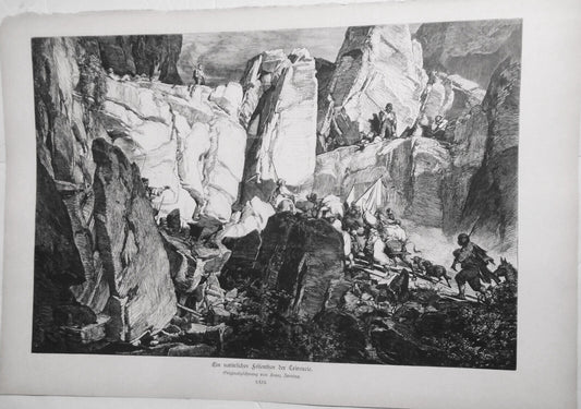 Ein natürliches Felsenthor der Trivoscie. Originalzeichnung Franz Zverina - 1882