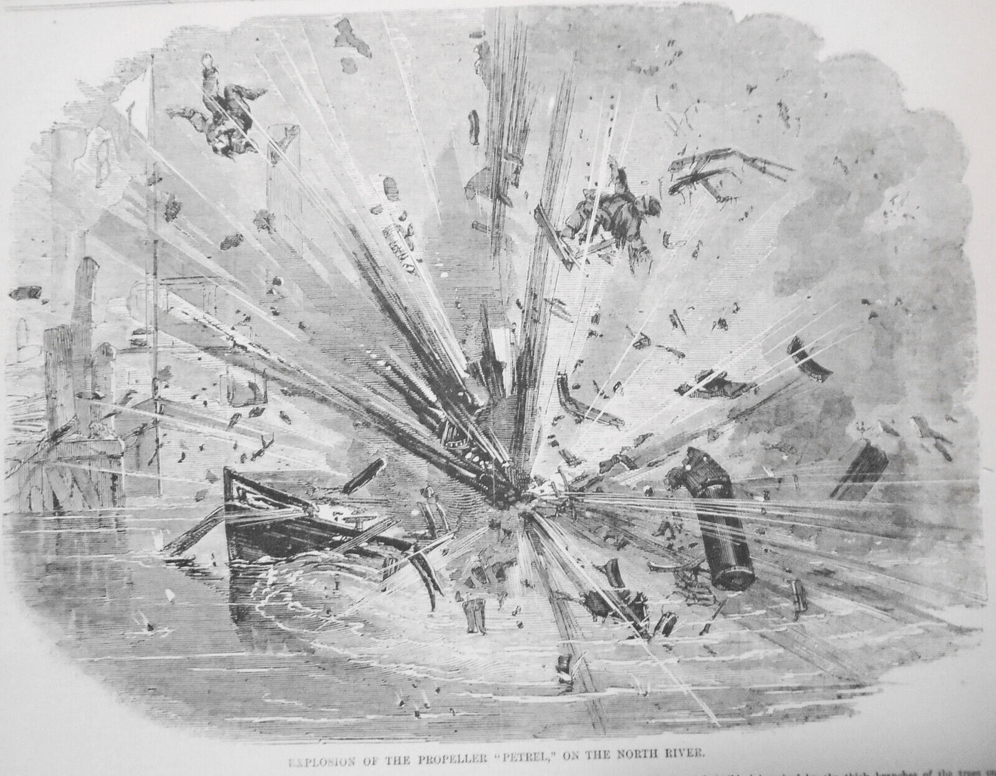 Explosion Of The Propeller "Petrel" On The North River + Steam Fire Engine -1858