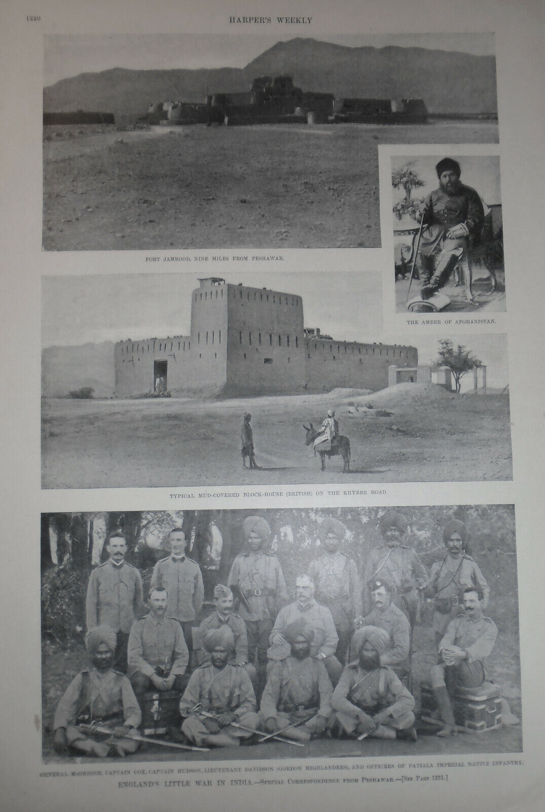 England's Little War In India - Harper's Weekly Dec 11, 1897 - 4 prints on page