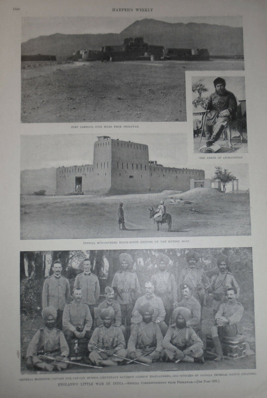 England's Little War In India - Harper's Weekly Dec 11, 1897 - 4 prints on page
