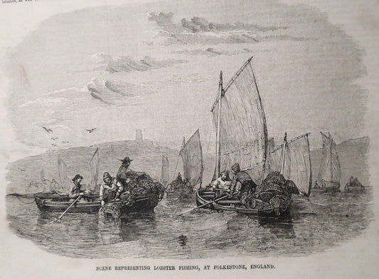Lobster Fishing, At Folkestone, England - Gleason's Pictorial, 1853
