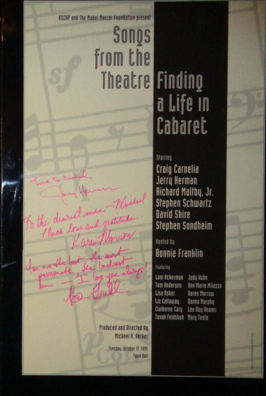 Songs From The Theatre plaque - SIGNED by Jerry Herman, Bonnie Franklin et al