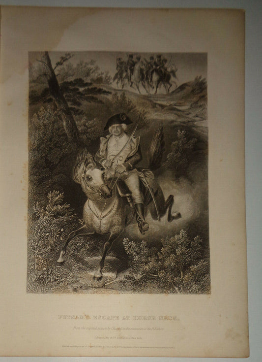 1858 Putnam's Escape at Horse Neck - Original engraving