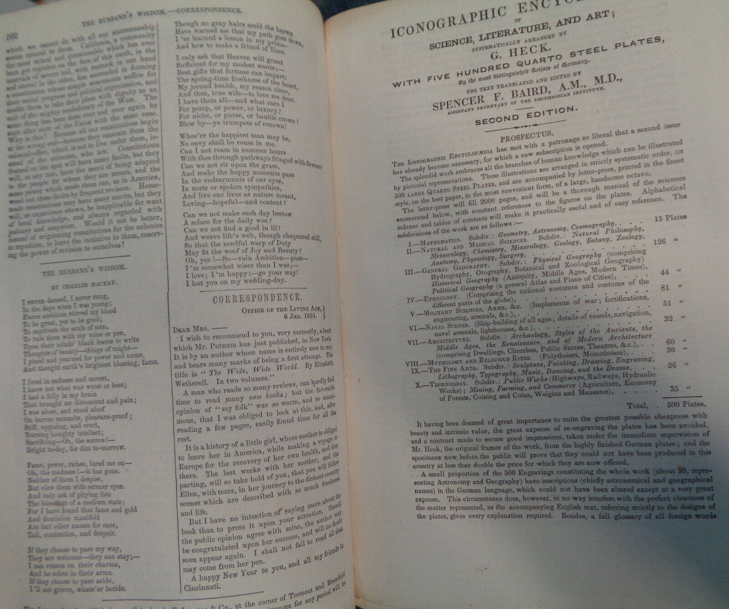 LITTELL'S LIVING AGE VOL 28, JAN THROUGH MAR 1851 Bound volume