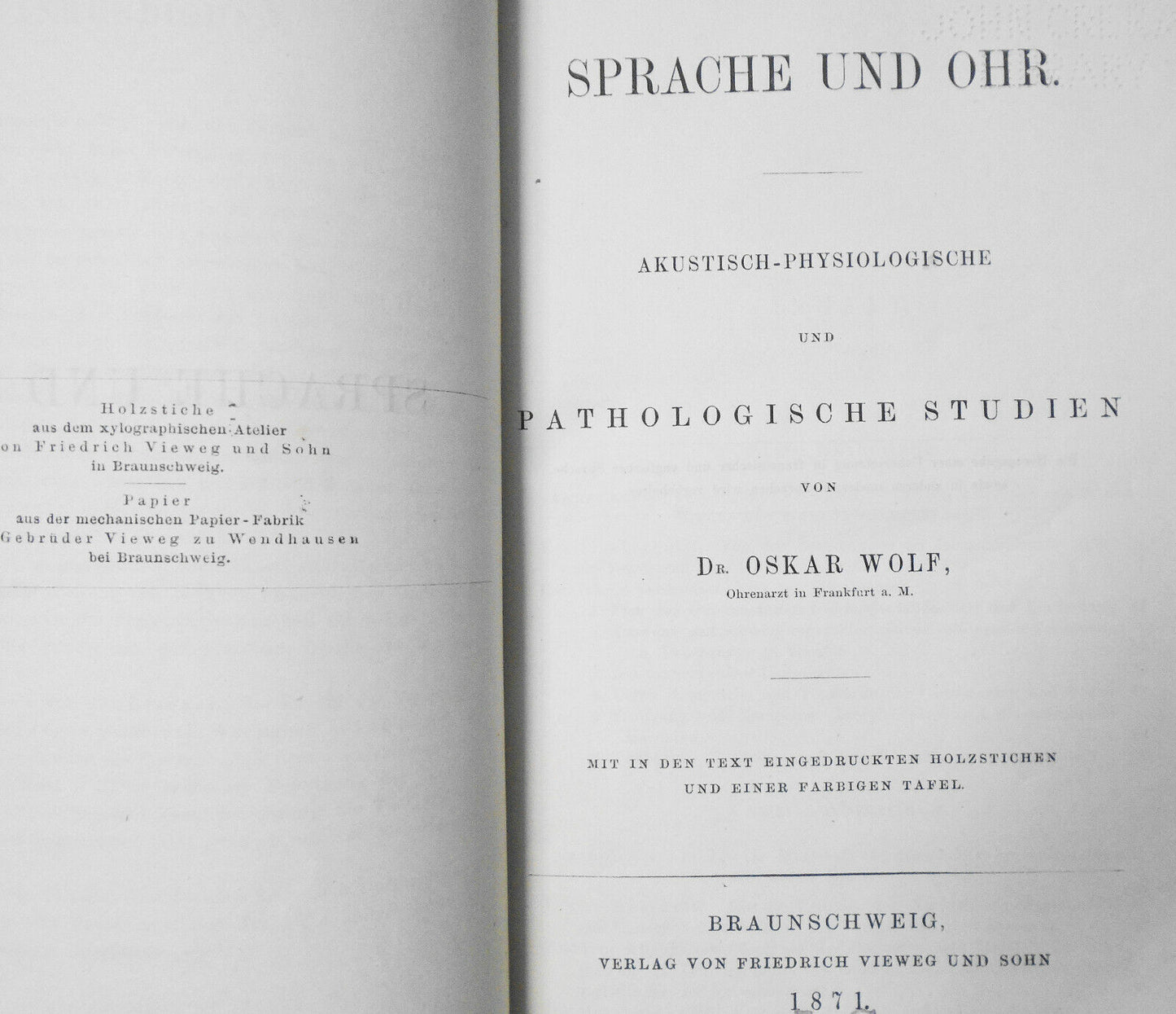 1871 Sprache und ohr Akustisch-physiologische und pathologische studien - O Wolf