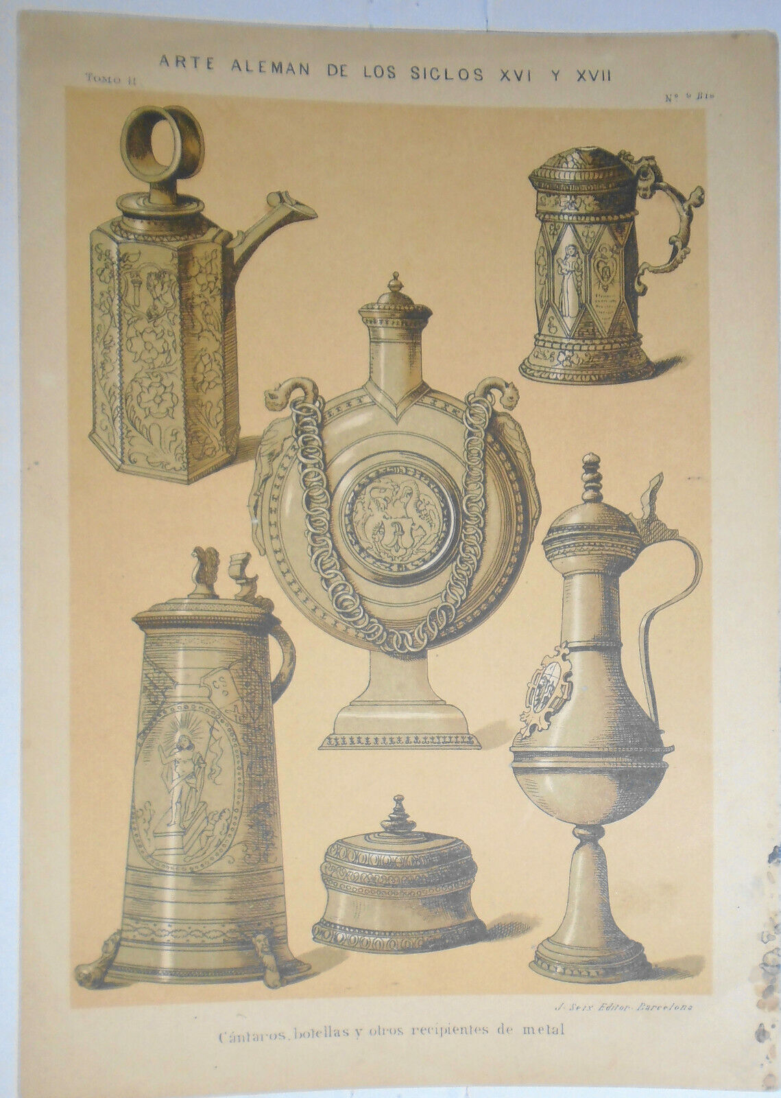 Arte Aleman -  4 lithographs lot circa 1890 by J. Seix, Barcelona.