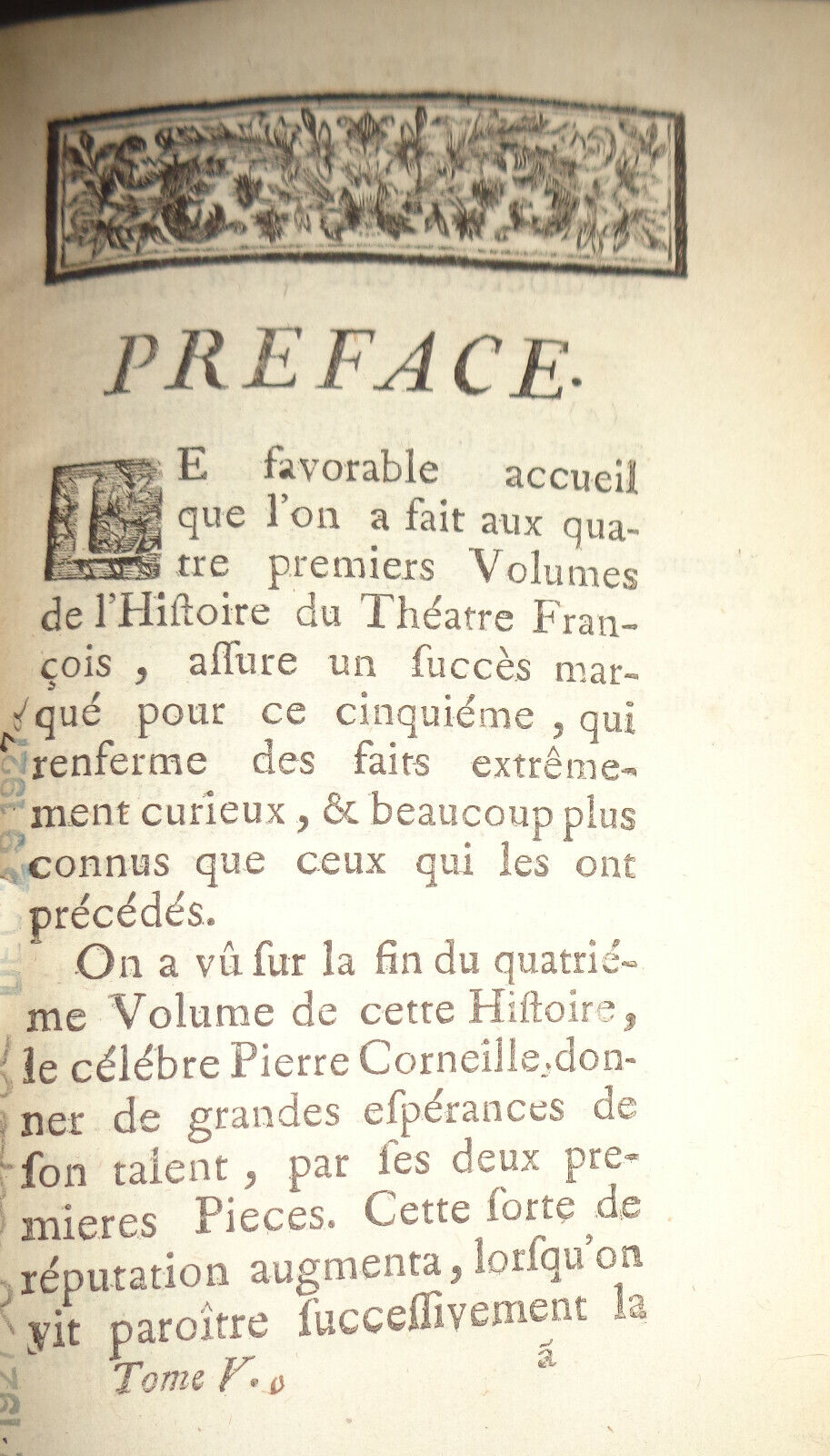 1745 Histoire Du Théâtre François Depuis Son Origine jusqu'à présent Tome Cinq