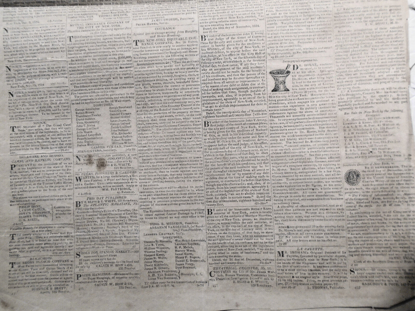 THE NEW-YORK STATESMAN, December 22, 1824 - NY Governor DeWitt Clinton's copy