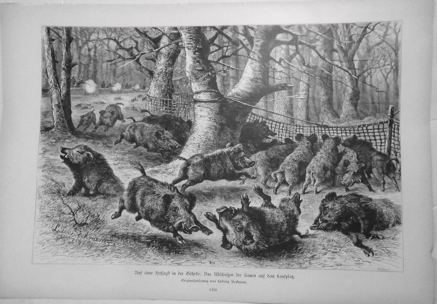 1882 Auf einer Hofjagd in der Göhrde, by Ludwig Beckmann - Original