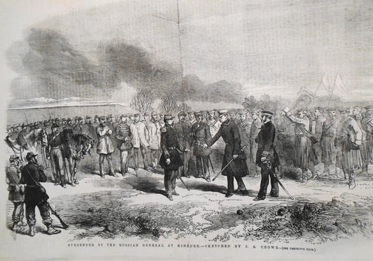 Surrender of the Russian general at Kinburn -llustrated London News Nov 10, 1855